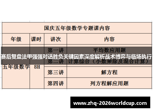 赛后复盘法甲强强对话胜负关键因素深度解析战术博弈与临场执行